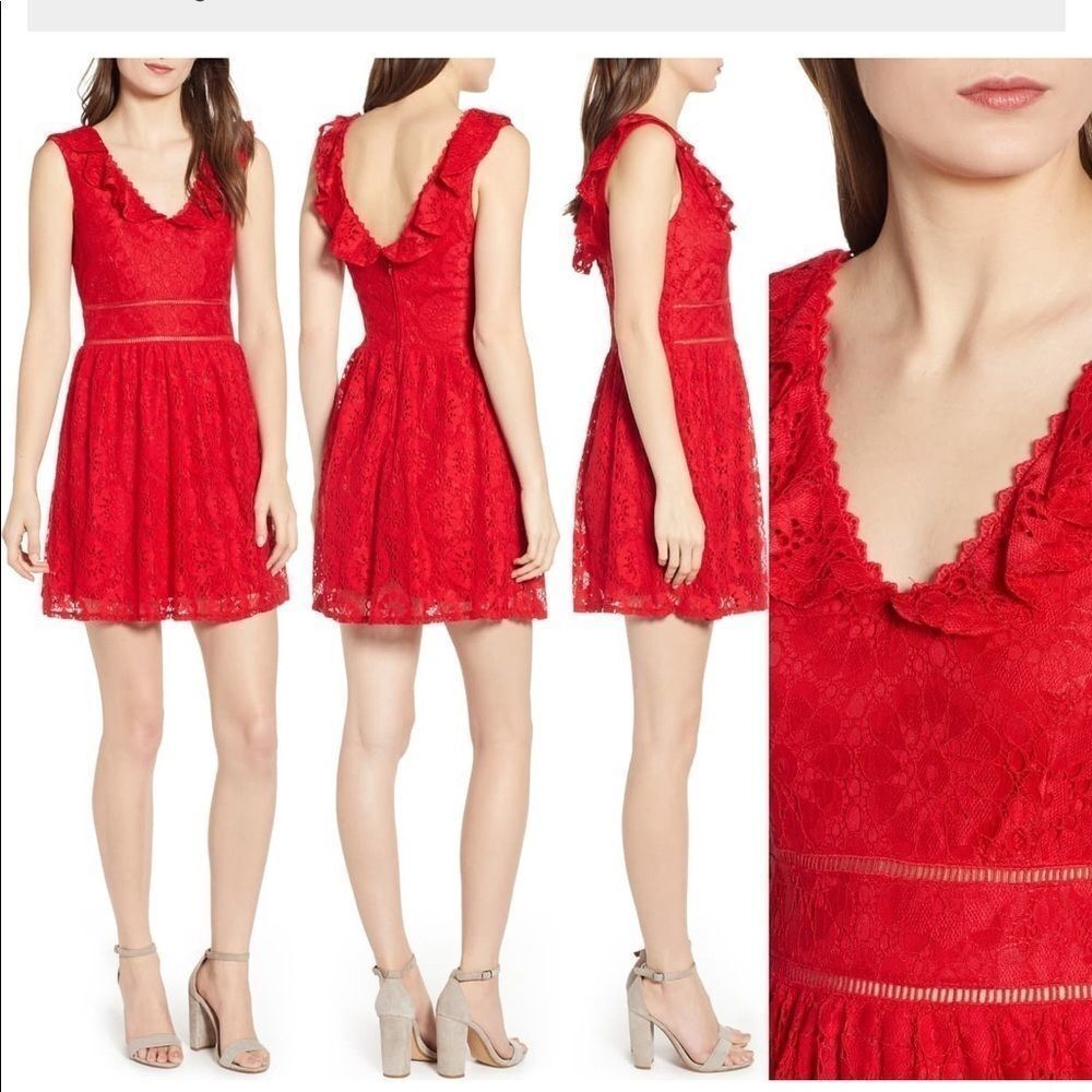 Speechless red ruffle skater dress- Nordstrom